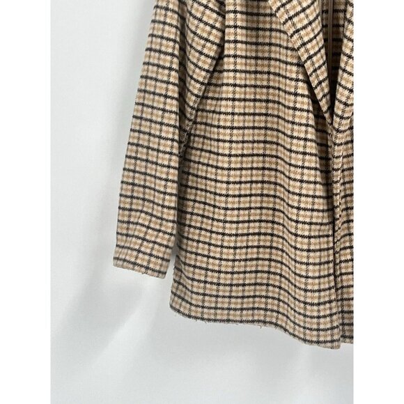 Joie Long Line Plaid Open Shacket Blazer Brown Sz Medium - Picture 2 of 6